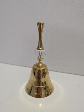Vintage Y2k Brass Golden Bell Crystal Pretty Trinket Shiny Gold Sparkle Boho MCM
